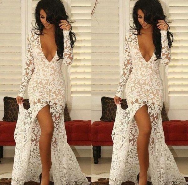 full lace mermaid prom dresses 2017 high split deep v neck long sleeves prom dress floor length evening formal party gowns, Black;red
full lace mermaid prom dresses 2017 high split deep v neck long sleeves prom dress floor length evening formal party gowns, Black;red