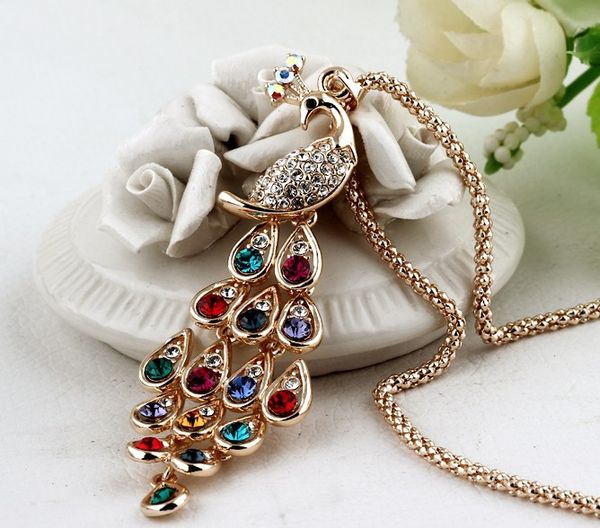 2017 fashion jewelry women alloy pendant necklace peacock wool fashion diamond crystal sweater chain valentine's day present, Silver
2017 fashion jewelry women alloy pendant necklace peacock wool fashion diamond crystal sweater chain valentine's day present, Silver