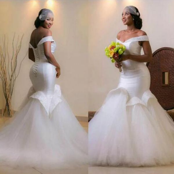 glamorous mermaid wedding dresses off the shoulder dubai arabic bridal gowns beads lace up back custom made fit and flare wedding dress, White
glamorous mermaid wedding dresses off the shoulder dubai arabic bridal gowns beads lace up back custom made fit and flare wedding dress, White