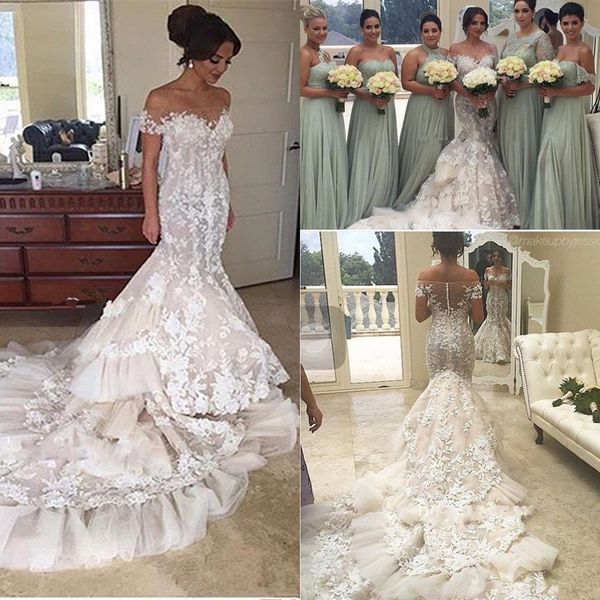 steven khalil 3d applique floral cathedral train mermaid wedding dresses 2018 sheer neck short sleeve lace fihtail castle bridal dress, White
steven khalil 3d applique floral cathedral train mermaid wedding dresses 2018 sheer neck short sleeve lace fihtail castle bridal dress, White