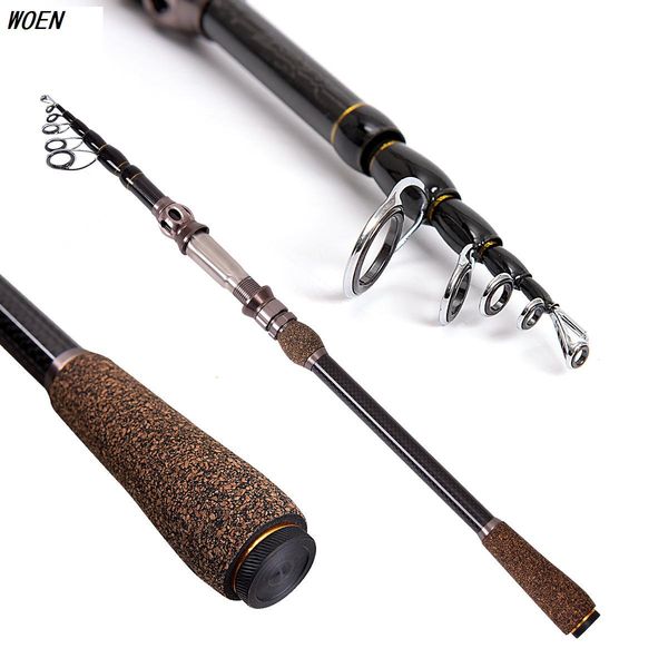 woen mh tune carbon fishing rod 1.8m - 2.7m telescopic sea fishing lure rod fishing force: 8-17lb