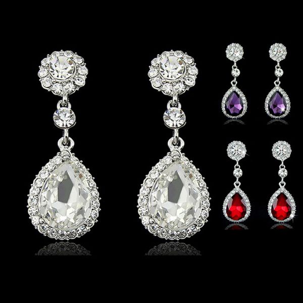 luxury fashion crystal drop dangle earrings shiny gemstone crystal stud earring for women lady dresses accessories sale, Silver
luxury fashion crystal drop dangle earrings shiny gemstone crystal stud earring for women lady dresses accessories sale, Silver