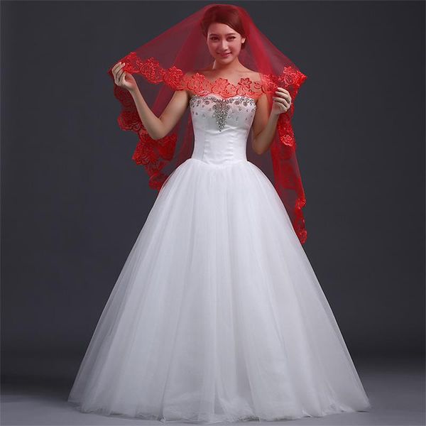 brand new wedding veil with appliqued edge short white/ivory/red wedding accessories elegant princess bridal veils, Black
brand new wedding veil with appliqued edge short white/ivory/red wedding accessories elegant princess bridal veils, Black