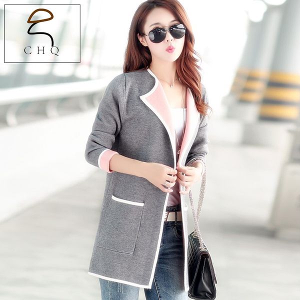 wholesale-spring autumn long winter sweater 2016 women's large size pockets of contrasting color knit sweater collar cardigan warm, White;black
wholesale-spring autumn long winter sweater 2016 women's large size pockets of contrasting color knit sweater collar cardigan warm, White;black