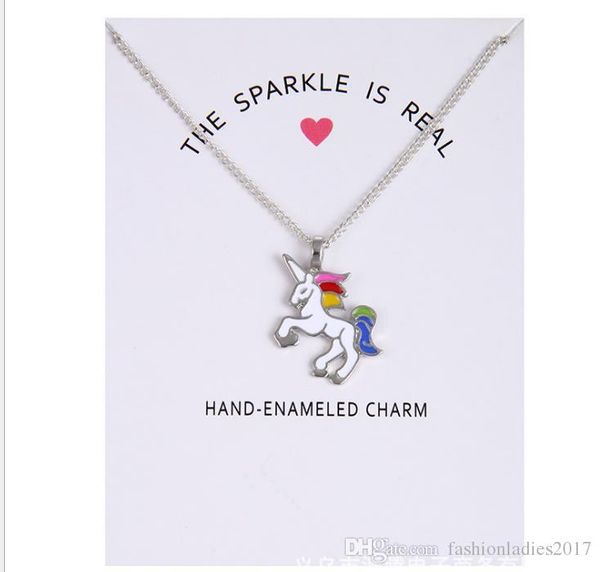 2017 new dogeared necklace with card rainbow unicorn white glaze horses pendant noble and delicate silver choker valentine day gift
2017 new dogeared necklace with card rainbow unicorn white glaze horses pendant noble and delicate silver choker valentine day gift