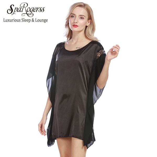 wholesale- sparogerss summer women short nightgowns 2017 new faux silk female lace chiffon sleepshirts silky satin home ladies robes sq337, Black;red
wholesale- sparogerss summer women short nightgowns 2017 new faux silk female lace chiffon sleepshirts silky satin home ladies robes sq337, Black;red