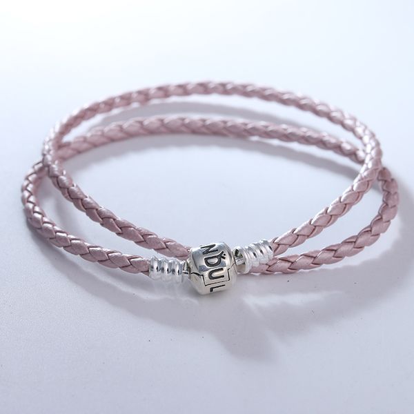 pearl pink leather strands bracelet with sterling silver clasp fits original beads & charms woman diy fashion jewelry making, Black
pearl pink leather strands bracelet with sterling silver clasp fits original beads & charms woman diy fashion jewelry making, Black