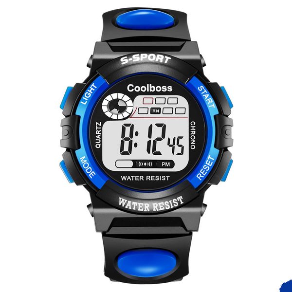 0118coolboss Multifunction Children's Electronic Watches 7 Color Luminous Alarm Clock Calendar Time Sports Watches Child Gift