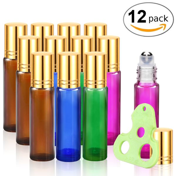 10ml essential oils roller bottles glass roll on bottles with metal roller balls gold cap, essential oils key included (mixed
10ml essential oils roller bottles glass roll on bottles with metal roller balls gold cap, essential oils key included (mixed
