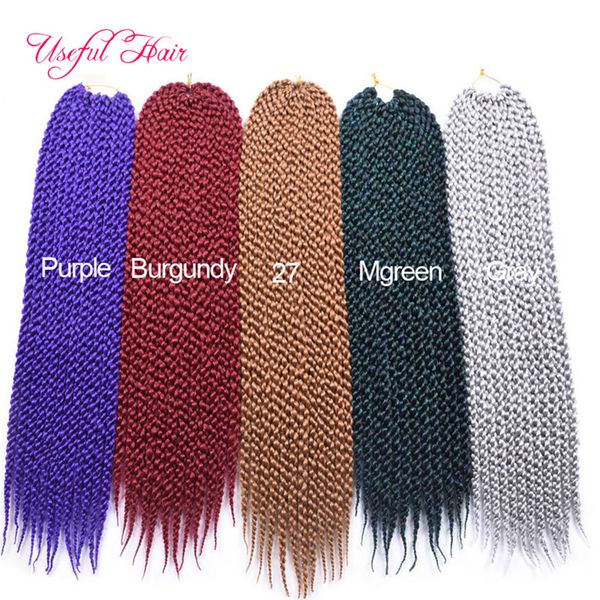 

pre-loop 22" ombre 3d cubic twist braiding hair extension crochet braid senegalese havana burgundy black brown 12roots/pack braid in bu