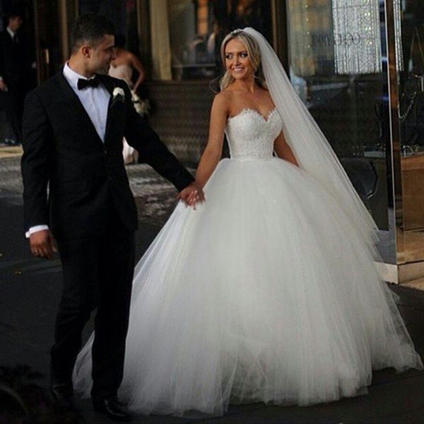 country wedding gowns custom made bridal dress sweetheart lace white tulle wedding dresses ball gown romantic vestidos de novias
