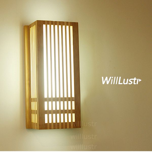 Led Bamboo Wall Sconce Wood Lamp Japan Style Lighting Living Room Restaurant Bar Cafe L Bedroom Hall Izakaya Lobby Natural Bamboo Light