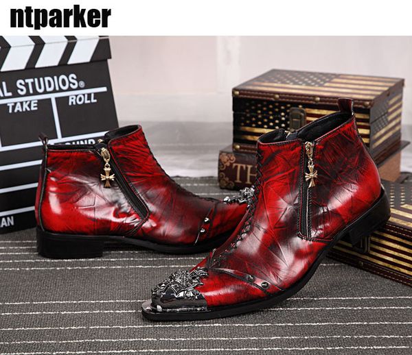 Western Boots Men Fashion Dress Leather Boots Zip Pointed Iron Toe Motocycle Leather Ankle Boots for Man Red Wedding Party Botas, US12
Western Boots Men Fashion Dress Leather Boots Zip Pointed Iron Toe Motocycle Leather Ankle Boots for Man Red Wedding Party Botas, US12