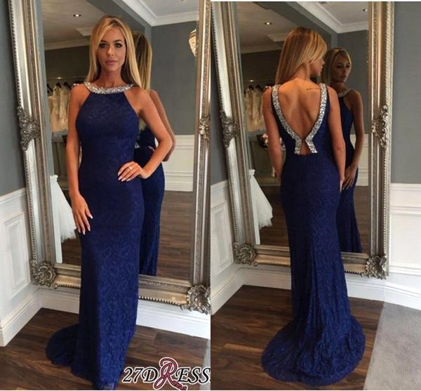 elegant royal blue lace mermaid evening dresses 2017 crystal halter neck sleeveless backless prom dresses long sweep train pageant gown, Black;red
elegant royal blue lace mermaid evening dresses 2017 crystal halter neck sleeveless backless prom dresses long sweep train pageant gown, Black;red