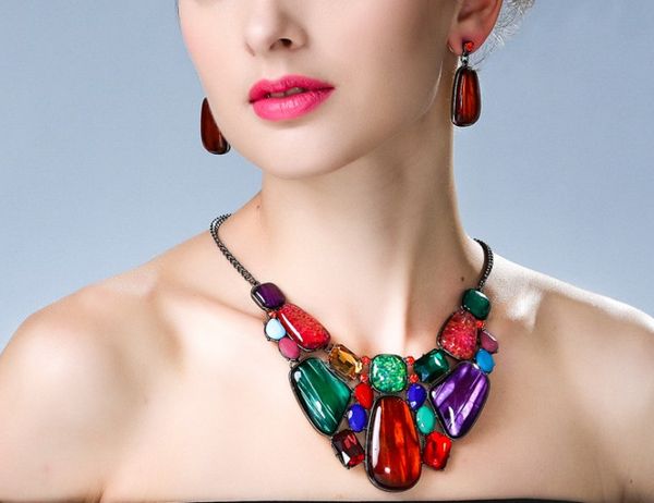 womens jewelry sets metal geometric fake gemstone 2 color option choker chunky statement pendant bib necklace earring jewelry set, Golden;silver
womens jewelry sets metal geometric fake gemstone 2 color option choker chunky statement pendant bib necklace earring jewelry set, Golden;silver