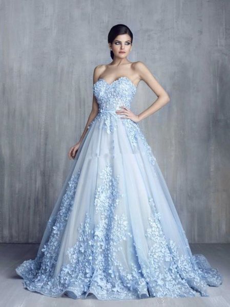 Ziad Nakad Charming 3D Floral Light Blue Appliques Long Evening Dresses Handmade Flower Sweetheart Ball Gown Lace Prom Pageant Gowns
Ziad Nakad Charming 3D Floral Light Blue Appliques Long Evening Dresses Handmade Flower Sweetheart Ball Gown Lace Prom Pageant Gowns