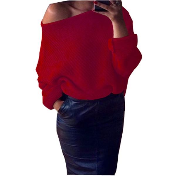 wholesale- four sizes seven colors slash neck batwing cotton long sleeve women's sweater 2017 fashion autumn winter christmas sweater, White;black
wholesale- four sizes seven colors slash neck batwing cotton long sleeve women's sweater 2017 fashion autumn winter christmas sweater, White;black