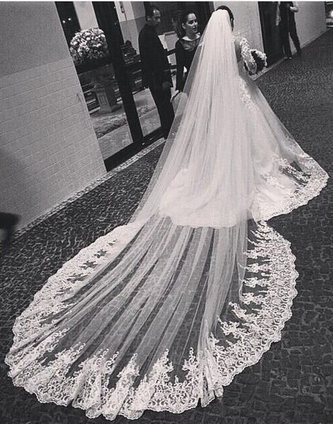 gorgeous white 3m long cathedral wedding veils with lace applique trim one layer custom made tulle bridal veil, Black
gorgeous white 3m long cathedral wedding veils with lace applique trim one layer custom made tulle bridal veil, Black