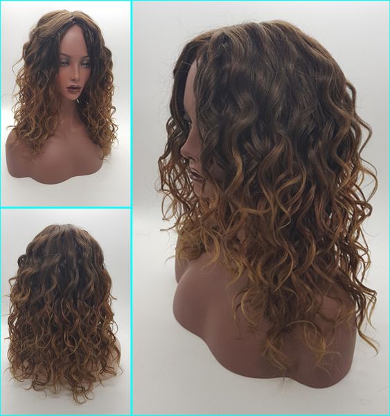 

H-WG1237 2018 Brazil fashion explosions brown gradient fluffy hot wave wave synthesis wig white black apply