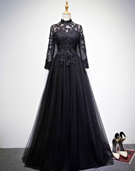 high neck tulle mother of the bride dresses 2018 long sleeves mother's dresses elegant formal dress long, Black;red
high neck tulle mother of the bride dresses 2018 long sleeves mother's dresses elegant formal dress long, Black;red