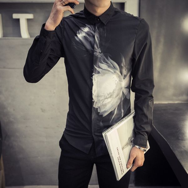 wholesale- new 2016 autumn fashion floral print long sleeve shirt men black slim fit shirt chemise homme men's clothing size -3xl cs24, White;black
wholesale- new 2016 autumn fashion floral print long sleeve shirt men black slim fit shirt chemise homme men's clothing size -3xl cs24, White;black