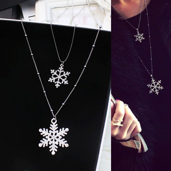 winter sweater necklace snowflake double layer cubic zirconia long chain necklace for women, Silver
winter sweater necklace snowflake double layer cubic zirconia long chain necklace for women, Silver