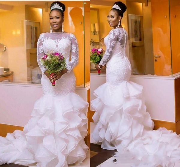 vintage white mermaid wedding dresses african ruffled organza long sleeves appliques bridal gowns nigerian vestido de novia
vintage white mermaid wedding dresses african ruffled organza long sleeves appliques bridal gowns nigerian vestido de novia