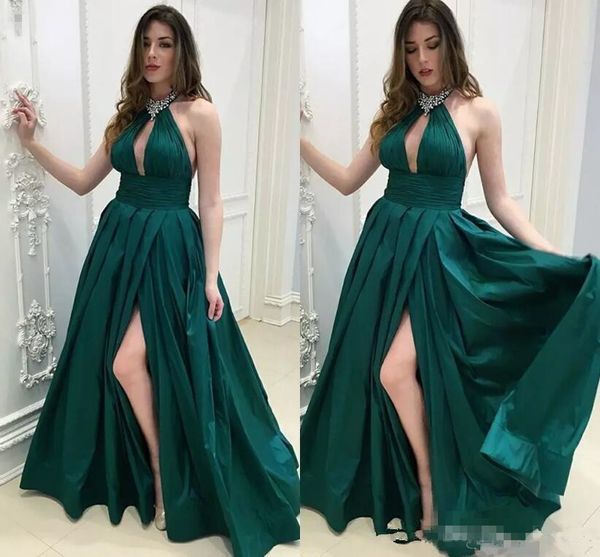 dark green halter hollow out satin prom dresses sleeveless side split floor length evening gowns long celebrity wear 32, Black
dark green halter hollow out satin prom dresses sleeveless side split floor length evening gowns long celebrity wear 32, Black