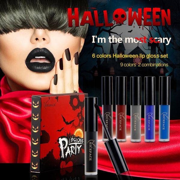 niceface brand waterproof lip gloss halloween makeup dark red blue black 6pcs velvet lip liquid matte lipstick set
niceface brand waterproof lip gloss halloween makeup dark red blue black 6pcs velvet lip liquid matte lipstick set