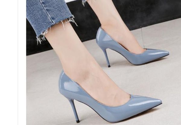 send 2018 autumn new style korean women high heeled shoes fine heel pointed end single shoes, Black
send 2018 autumn new style korean women high heeled shoes fine heel pointed end single shoes, Black