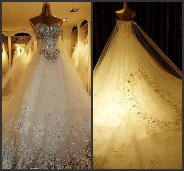 luxury crystal beading wedding dresses with royal lace train sweetheart bridal dresses real ps lace up plus size wedding bridal gowns, White
luxury crystal beading wedding dresses with royal lace train sweetheart bridal dresses real ps lace up plus size wedding bridal gowns, White