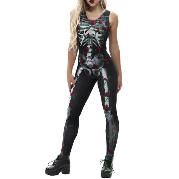 women's bone rose print fashion sling slim halloween costumes ankle-length jumpsuit women's gloria jeans trousers c30815, Black;white
women's bone rose print fashion sling slim halloween costumes ankle-length jumpsuit women's gloria jeans trousers c30815, Black;white