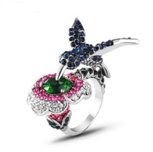 european and american fashion creative three-dimensional hummingbird foraging rings exaggerated atmospheric micro-encrusted flower ring, Silver
european and american fashion creative three-dimensional hummingbird foraging rings exaggerated atmospheric micro-encrusted flower ring, Silver