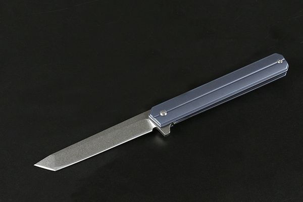 2 Styles Commander Titanium Handle Assisted Opening Folding Knife D2 Stonewash Blade Outdoor Pocket Knives Tanto Point 4.7-Inch Closed P127F
