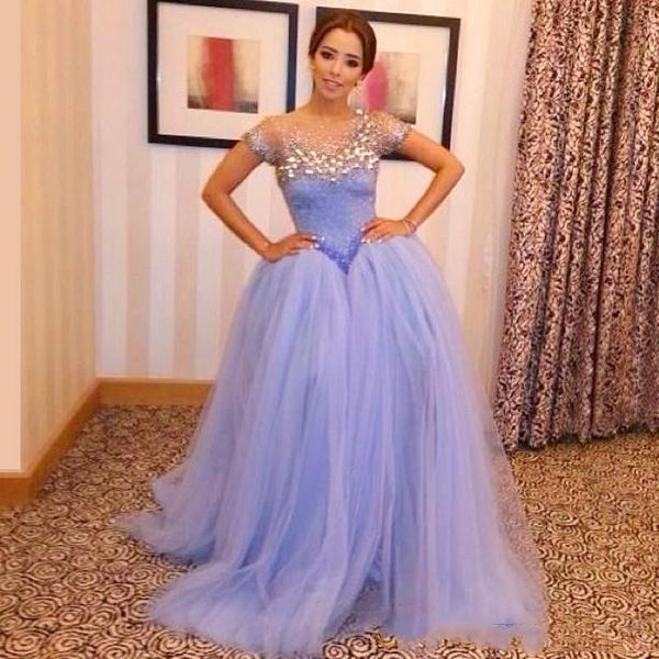 lavender sheer neck beaded prom dresses illusion short sleeves tulle ball gown evening dress floor length arabic formal party dress, Black
lavender sheer neck beaded prom dresses illusion short sleeves tulle ball gown evening dress floor length arabic formal party dress, Black