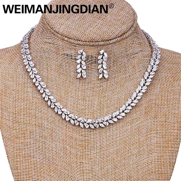 weimanjingdian brand marquise cut cubic zirconia leaf design tennis necklace and earring wedding bridal jewelry set d18101003, Silver
weimanjingdian brand marquise cut cubic zirconia leaf design tennis necklace and earring wedding bridal jewelry set d18101003, Silver