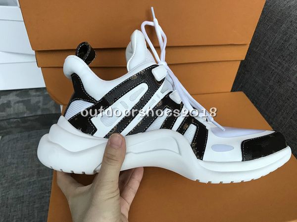 Mens Leisure Casual Shoes Ss18 Rare Archlight Sneakers White Brown Paris Fashion Archlight Trainers Genuine Leather Ugly Dad Sneakers