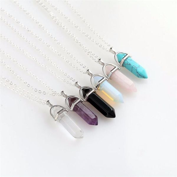 24colors hexagonal crystal pink purple quartz natural stone pendant chakra necklace with 50cm stainless steel chain, Silver
24colors hexagonal crystal pink purple quartz natural stone pendant chakra necklace with 50cm stainless steel chain, Silver