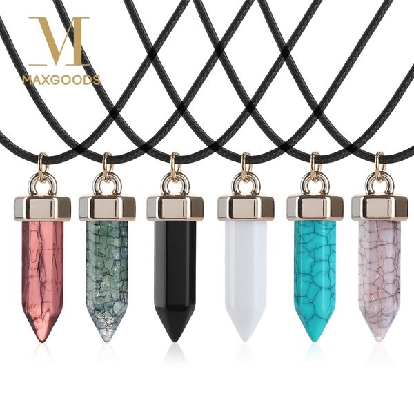 

natural quartz pendant stone hexagonal pillar pendants necklace chakra healing crystal point gem necklaces for women jewelry, Silver