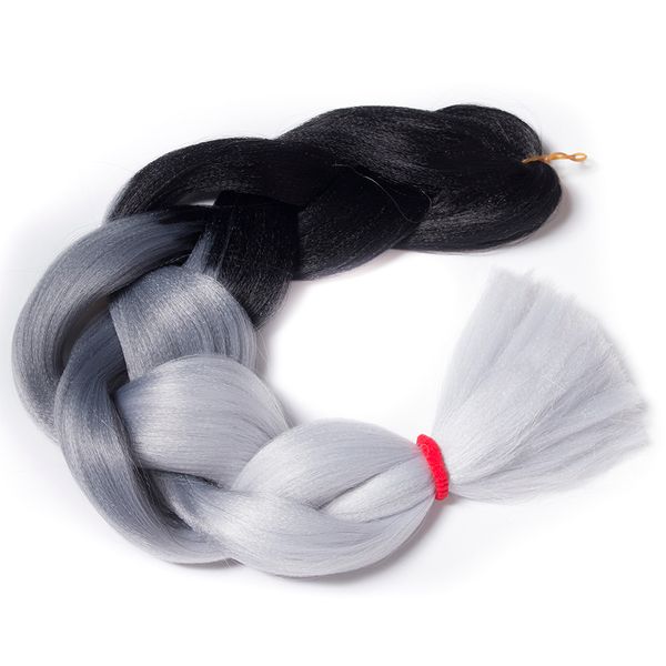 

qp hair synthetic hair extensions ombre kanekalon braiding one piece 100g/pack 24inch afro bulk jumbo crotchet braids, Black;brown