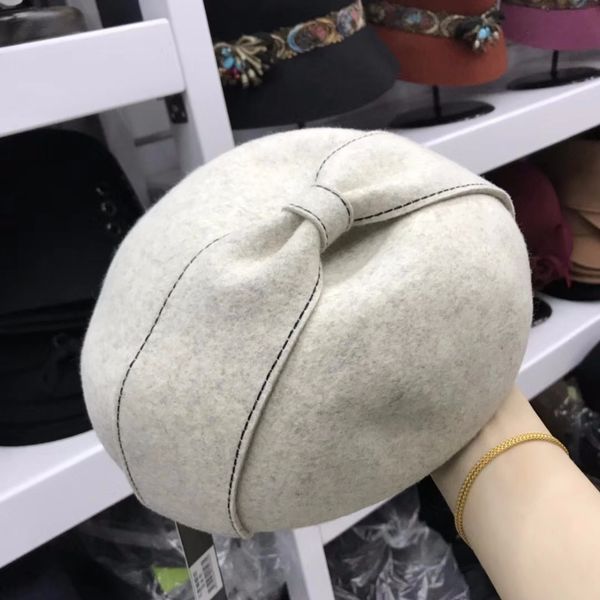 axi01808 winter 100% wool bowknot elegant warm leisure lady berets cap women wool hat, Blue;gray
axi01808 winter 100% wool bowknot elegant warm leisure lady berets cap women wool hat, Blue;gray
