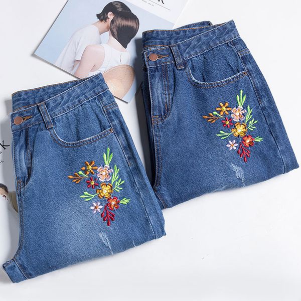 2017 new fashion embroidered jeans women flower pattern denim pants ladies hole pants femme plus size summer mid waist jeans, Blue
2017 new fashion embroidered jeans women flower pattern denim pants ladies hole pants femme plus size summer mid waist jeans, Blue