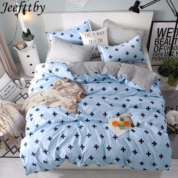 home bedding set 3/4pcs blue gray stripes cross pattern child cot set including duvet cover pillowcase flat bed sheet
home bedding set 3/4pcs blue gray stripes cross pattern child cot set including duvet cover pillowcase flat bed sheet