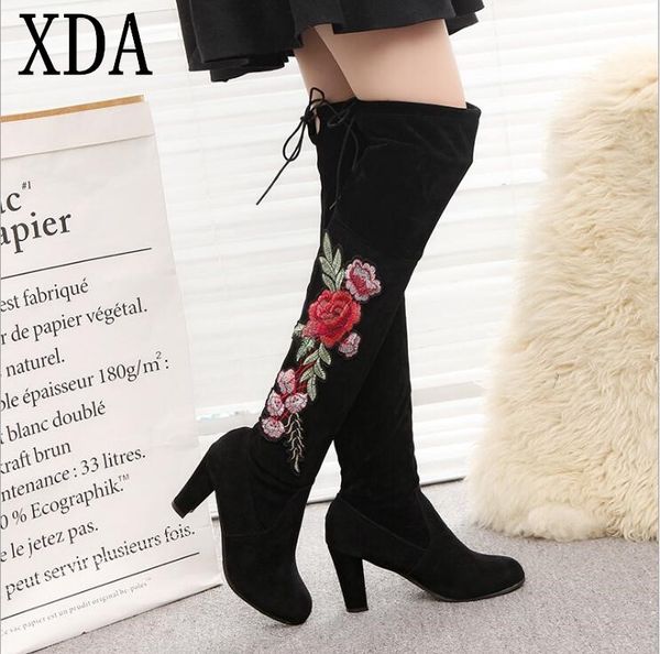 xda fashion boots european women shoes pointed toe embroidered high heel boots national embroidery knee-high long f373, Black
xda fashion boots european women shoes pointed toe embroidered high heel boots national embroidery knee-high long f373, Black