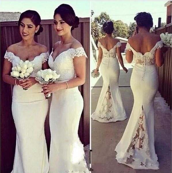 elegant long formal dresses for women 2016 lace off shoulder mermaid sweep train corset bridesmaid dresses covered button back sweep train, White;pink
elegant long formal dresses for women 2016 lace off shoulder mermaid sweep train corset bridesmaid dresses covered button back sweep train, White;pink