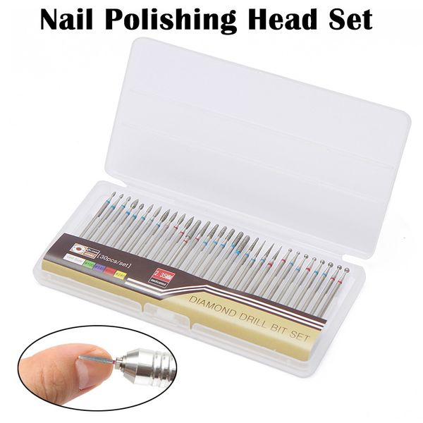 

30pcs/set nail art drill bit diamond milling rotary burr cutter clean files electric machine tools nail polishing head set