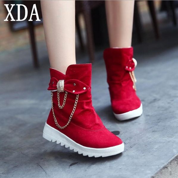 xda 2018 snow boots winter female calf boots warm plush bowtie chain women flat slip on fashion platform women shoes f582, Black
xda 2018 snow boots winter female calf boots warm plush bowtie chain women flat slip on fashion platform women shoes f582, Black