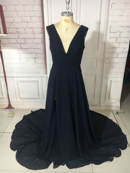 real ps women long a-line navy blue custom made chiffon v-neck prom dresses with side slit floor length zipper evening gowns, Red
real ps women long a-line navy blue custom made chiffon v-neck prom dresses with side slit floor length zipper evening gowns, Red