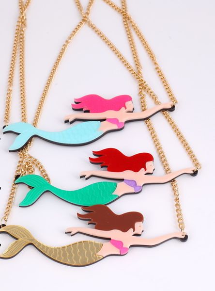 pretty girls mermaid pendant acrylic necklace fish tail chocker necklace woman's fashion party accessories, Silver
pretty girls mermaid pendant acrylic necklace fish tail chocker necklace woman's fashion party accessories, Silver