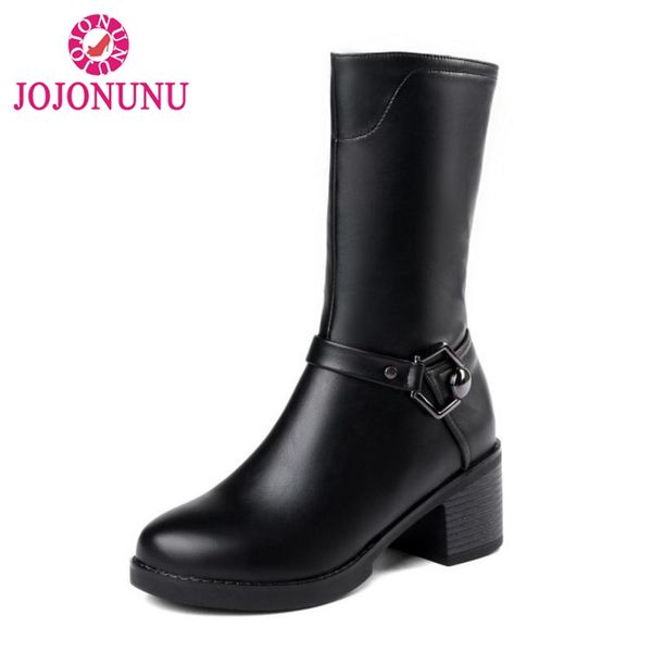 jojonunu high heels boots women buckle zipper winter warm shoes women round toe fashion platfrom mid calf boots size 34-43, Black
jojonunu high heels boots women buckle zipper winter warm shoes women round toe fashion platfrom mid calf boots size 34-43, Black